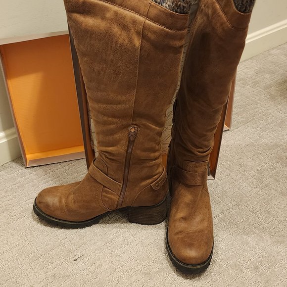 Crown Vintage Chelie Tall Brown Leather Boots - Sz 11 - Picture 2 of 13